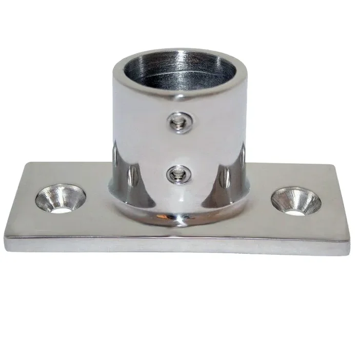 Whitecap ” O.D. 90ø 2-Hole Rectangle Base SS Rail Fitting – 6194