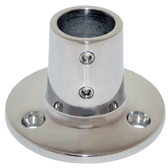 Whitecap ” O.D. 90ø Round Base SS Rail Fitting – 6039C